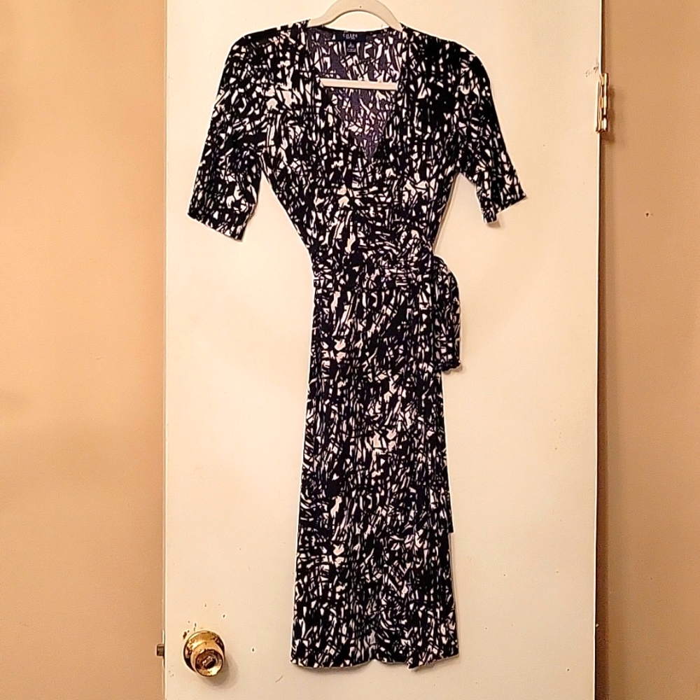 Black & White, Chaps Faux Wrap Dress